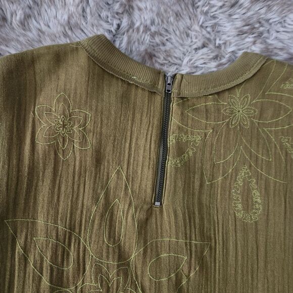 Free People Picking Petals Mini Dress Cardamom Seed Olive Green Women's Large - Picture 10 of 16
